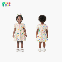 Robe d'été décontractée en coton doux à pois avec col Peter et manches bouffantes pour filles, personnalisable, vente en gros du fabricant Puresun