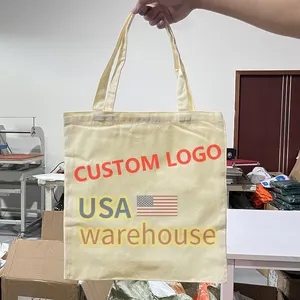 Custom Canvas Tote Bag Blank For Painting Blank Custom Printed Logo For Sublimation Polyester Shopping Bags