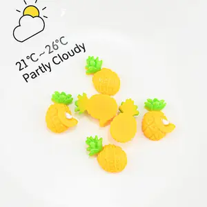可爱平背树脂菠萝凸圆形粘液配件制作DIY材料冰箱粘贴配件