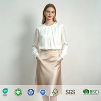 Chemise en soie pour femme, marque privée, emballage personnalisé avec logo, fabricant certifié OEKO-TEX, vente en gros en vrac