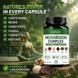 Capsules de complexe de champignons, complément alimentaire à base de plantes, extrait de maitake biologique, extrait de chaga biologique, extrait de queue de dinde biologique, immunité - Product Image 4