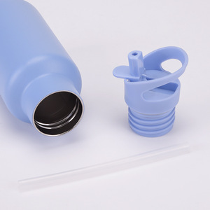 <b>Mini</b> Colorful 350ml Double Layer Stainless Steel Sports <b>Water</b> <b>Bottle</b> Flask With Straw Lid For Kids - Product Image 4