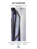 Fenêtre à battant moderne en alliage d'aluminium, mince, inclinable et pivotante, avec verre trempé Low-E en acier inoxydable, certifiée Energy Star pour