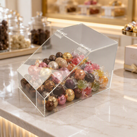Distributeur de bonbons en acrylique avec couvercle à charnière, bac de rangement transparent multi-usages pour bonbons, noix, snacks en vrac, conteneur de présentation pour la vente au détail