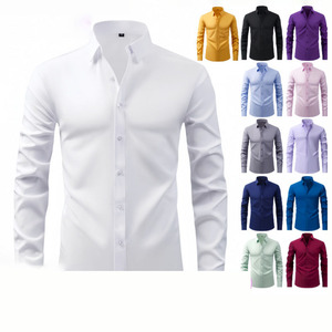 Logotipo personalizado Oficina <span class=keywords><strong>de</strong></span> negocios Camisas blancas <span class=keywords><strong>de</strong></span> manga larga para los <span class=keywords><strong>tipos</strong></span> <span class=keywords><strong>de</strong></span> hombres Camisas casuales <span class=keywords><strong>de</strong></span> negocios - Product Image 1