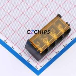 MXHB9500G-9.5-04P-BK01A-Cu-S-A Barrier <b>Terminal</b> <b>Block</b> Through hole,P=9.5mm Connector Three Sides 9.5mm 1x4P Straight Pin - Product Image 1