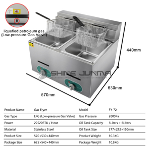 VNASH <span class=keywords><strong>Friteuse</strong></span> commerciale à double réservoir de <span class=keywords><strong>12</strong></span> <span class=keywords><strong>litres</strong></span> 22.8Qt <span class=keywords><strong>Friteuse</strong></span> à <span class=keywords><strong>gaz</strong></span> de comptoir à <span class=keywords><strong>gaz</strong></span> <span class=keywords><strong>Friteuse</strong></span> commerciale à copeaux de <span class=keywords><strong>gaz</strong></span> avec 2 paniers - Product Image 3