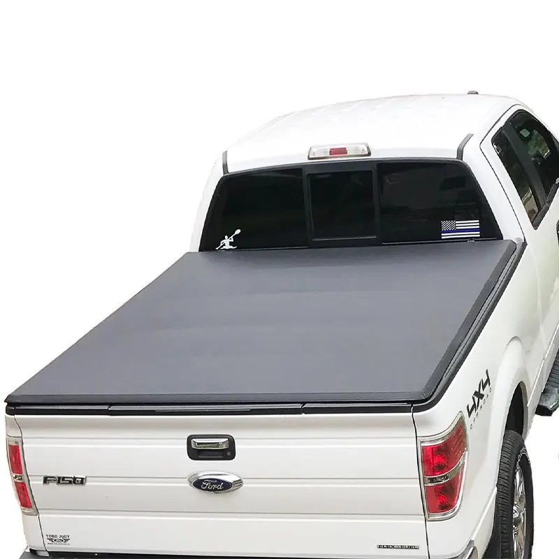 Capas para caminhão de vinil macio personalizadas, cobertura três dobras tonneau para caminhão 09-14 ford f150 5.5 6.5ft cama tonneau