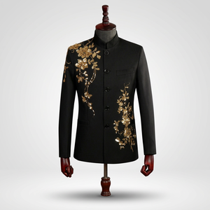 DAZZLING & STYLISH INDO-WESTERN--BLACK--SHERWANI with <b>Pant</b> WITH BEAUTIFUL ZARDOZI Embroidery for Party & WEDDING Dress @ 2022 - Product Image 3