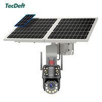 Caméra CCTV solaire TecDeft à double objectif 4MP 4G WiFi avec vision nocturne complète, zoom optique 50X, PAN-TILT et audio bidirectionnel, étanche 24/7