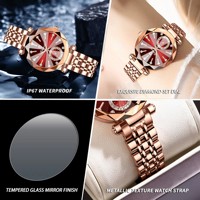 Jam Tangan Wanita Mewah BINBOND N188 Quartz, Arloji Wanita Mewah Rose Gold Elegan Montre Pour Femme Tahan Air 30M