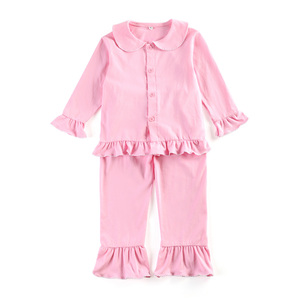 Little Girls Two Pieces Pajama Set <strong>Kids</strong> Long Sleeve Plain Cotton <strong>Christmas</strong> <strong>Pjs</strong> Baby Pajama Set - Product Image 1