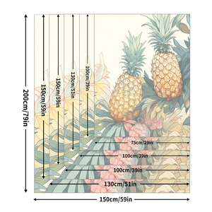 Manta con estampado de piña, tela de microfibra, rectangular, antipilling, decoración del hogar de verano, estilo moderno - Product Image 4