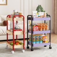 Étagère de rangement moderne en métal à 3 niveaux multi-usages, chariot de sol mobile, chariot roulant pour cuisine, chariot de rangement pour aliments, garage, maison