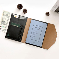 Diseño simple PU cuero sobre cierres carteras Carpeta para documentos botón de metal Padfolio