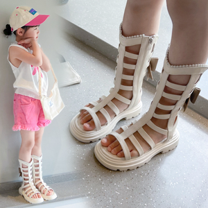 Sandalias Romanas de Perlas de Tacón Alto para Niñas, Zapatos de Playa para Princesitas, Moda para Niñas Grandes - Product Image 1