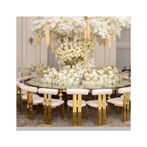 Nouvelle chaise de salle à manger ronde en acier inoxydable doré noir pour banquet, chaises de luxe pour événements, mariage - Product Image 1