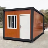 Casa Contenedor de Techo Plano de Bajo Costo, 20 pies, Desmontable, Prefabricada, Modular, de Panel Sándwich de Acero, Diseño Personalizado para Oficina en Obra