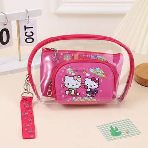 Niedliches Cartoon KT Katzen 3-teiliges Make-up-Taschen-Set Große Kapazität Reise-Waschbeutel Tragbarer Kosmetik-Organizer - Product Image 2