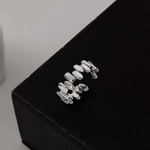 S925 Sterling Silver Geometric <b>Ring</b> <b>Open</b> Band Unisex Everyday Wear Index Finger Jewelry - Product Image 5
