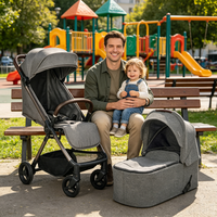 Poussette compacte pliable légère 3 en 1 pour bébé, landau, nacelle et poussette de voyage avec plateforme pour enfant