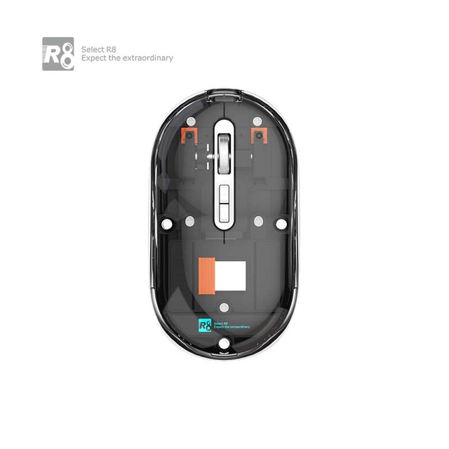 R8 Three Modes BT 2.4G Transparent Wireless Mouse Silent Rechargeable LED Light Mouse for Desktop Notebook Gaming in Stock