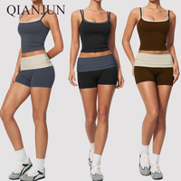 Ensemble 2 pièces pour femmes, débardeur à double bretelle, short taille haute, vêtements de sport pour yoga, gym, fitness