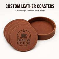 Ensemble de sous-verres en cuir pleine fleur personnalisés avec logo, écologiques, faits à la main, antidérapants, imperméables, résistants à la chaleur, pour tasses à café, vente en gros