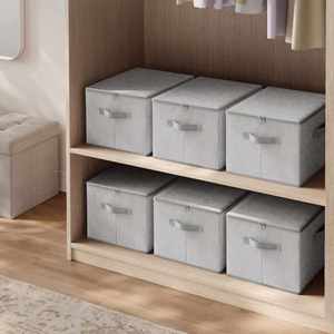 Foldable Storage Organiser Boxes 40 X 30 X 25 cm Non-Woven Fabric Storage <b>Basket</b> Bins with Lids - Product Image 2