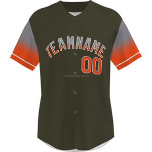 Botón personalizado uniforme deportivo personalizado béisbol Jersey transpirable impreso camisa hombres mujeres jóvenes de talla grande Softball Activewear - Product Image 6