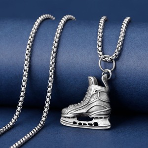 Collier pendentif <span class=keywords><strong>patin</strong></span> <span class=keywords><strong>à</strong></span> <span class=keywords><strong>glace</strong></span> pour homme, bijoux punk en étain, style <span class=keywords><strong>vintage</strong></span> minimaliste, tendance streetwear, chaîne de pull unisexe, vente en gros - Product Image 2