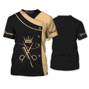 Mode Nouveau salon de coiffure barbier femmes T-shirt impression 3D peut être personnalisé pour les hommes et les femmes hauts à manches courtes - Product Image 4