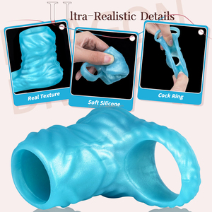 Monster Penisring Silikon Penisvergrößerer Erektionsverstärker Ejakulationsverzögerer Weicher Dildo Penis-Hülle Verlängerung für Männer - Product Image 1