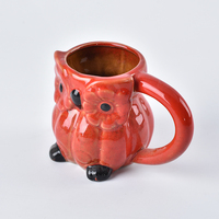 Tasse hybride hibou et citrouille en céramique, 16 oz, avec glaçure réactive, pour bière, café et thé, vaisselle créative d'Halloween en forme d'animal