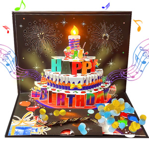 Musica e luce Led carta <span class=keywords><strong>di</strong></span> <span class=keywords><strong>buon</strong></span> <span class=keywords><strong>compleanno</strong></span> 3D Pop up fuochi d'artificio musicale biglietto <span class=keywords><strong>di</strong></span> <span class=keywords><strong>compleanno</strong></span> con bracciale fatto a mano e coriandoli - Product Image 2