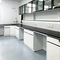 Banc de laboratoire en acier pour laboratoire chimique, banc de travail mural en acier anti-rayures avec prise électrique pour hôpital et clinique