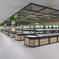 Étagère de présentation de fruits et légumes frais en acier inoxydable robuste pour supermarché, double face, design métallique multifonctionnel