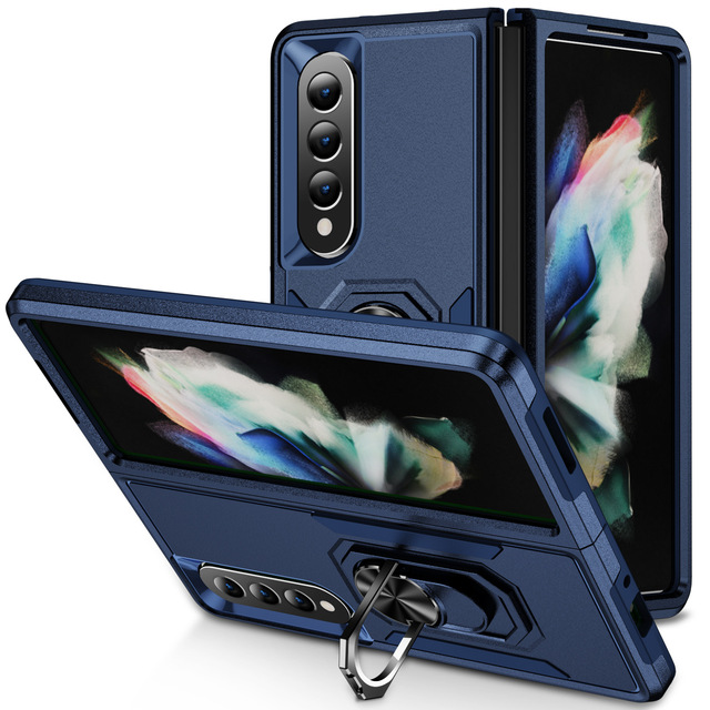 Full Body Rugged Phone Case With Ring Kickstand Holder for Samsung Z Fold 7 Shockproof 360 Protective Cover for Flip 6 5 4