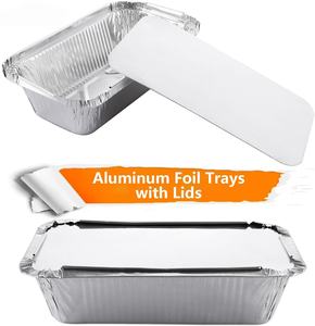 50 100 200 Pack Wholesale Silver Thickened Disposable Aluminum <b>Foil</b> Takeaway Food Packaging <b>Containers</b> - Product Image 3