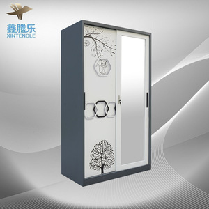 Factory Direct <strong>Sale</strong> Modern Convertible Double Sliding Doors <strong>Mirror</strong> Steel <strong>Wardrobe</strong> for Living Room &amp; Gym Use - Product Image 4