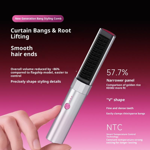 NEW <b>Mini</b> Size Electric Hair Comb Battery Powered Rechargeable Cordless OEM Travel Metal Handle PTC Heating Hair <b>Straighteners</b> - Product Image 2