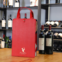 Sac fourre-tout vintage en cuir contrasté pour bouteille de vin, boîte à vin de luxe pliable, emballage cadeau de mariage personnalisé avec logo, vente en gros