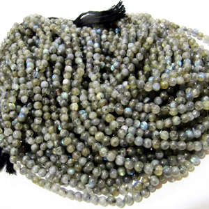 Perles de Labradorite bleue naturelle chatoyante 6-7mm, perles rondes lisses, vendues par brin de 8 pouces de long - Product Image 1