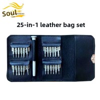 Jeu de mini tournevis manuel 25 en 1 avec outil combiné portable en cuir pour Amazon Offre Spéciale OEM Support personnalisé