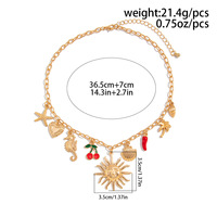 2025 rétro océan Style alliage clavicule chaîne plaqué or vacances cerise piment goutte d'huile pendentif collier accessoire populaire