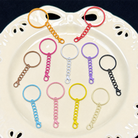 Porte-clés tendance multicolore, anneaux ronds avec fermoir chaîne pour breloques de sac DIY, accessoires de porte-clés et cordons