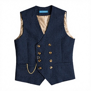 Chaleco de Traje para Hombre al por Mayor, Gris Vintage Steampunk, Cuello en V, Ajuste Delgado, Formal de Negocios, Prenda Exterior de Invierno de Poliéster - Product Image 3