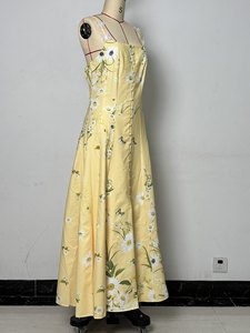 Abbigliamento Femminile Europeo e Americano, Nuovo Vestito Africano Stampato con Bottoni e Spacco, Stile Halter - Product Image 3