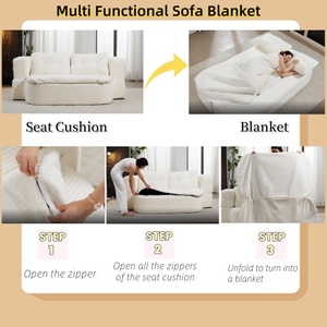 New Material Foldable <b>Sofa</b> 2 Soft Pillows 2-in-1 Corduroy Floor <b>Folding</b> <b>Sofa</b> <b>Bed</b> for Living Room, Bedroom - Product Image 6