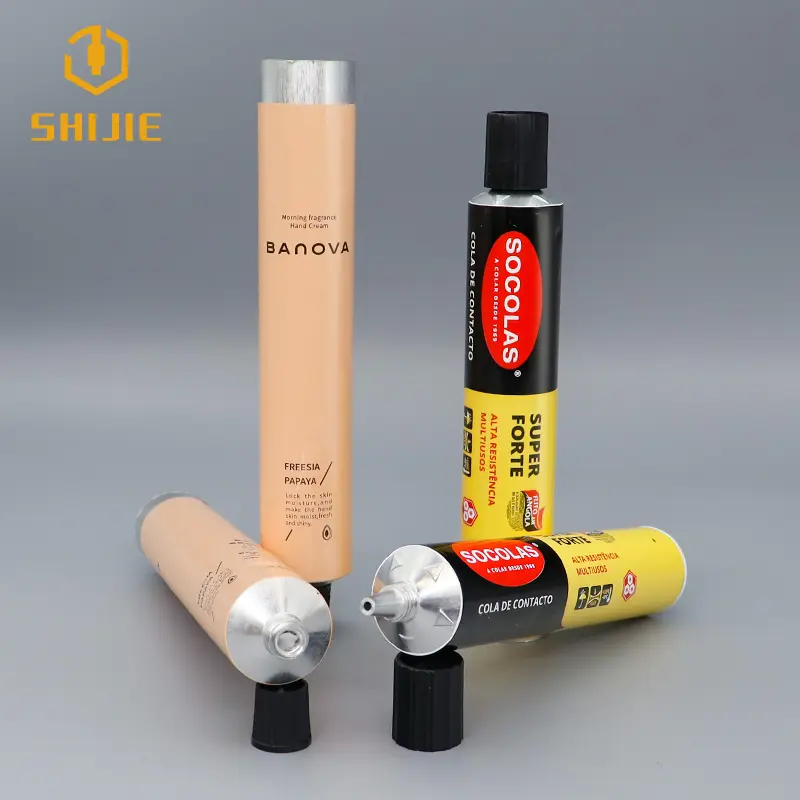 SHIJIE katlanabilir alüminyum kapaklı ambalaj krem tüpü kozmetik sıkmak Metal saç boyası için alüminyum tüp ambalaj